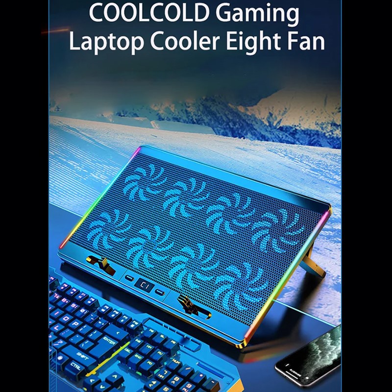 Gadgeton RGB Laptop Cooling Stand with 8 Fans & LED Screen, 2 USB Ports For Laptops up to 17 Gadgeton RGB Laptop Cooling Stand with 8 Fans & LED Screen, 2 USB Ports For Laptops up to 17